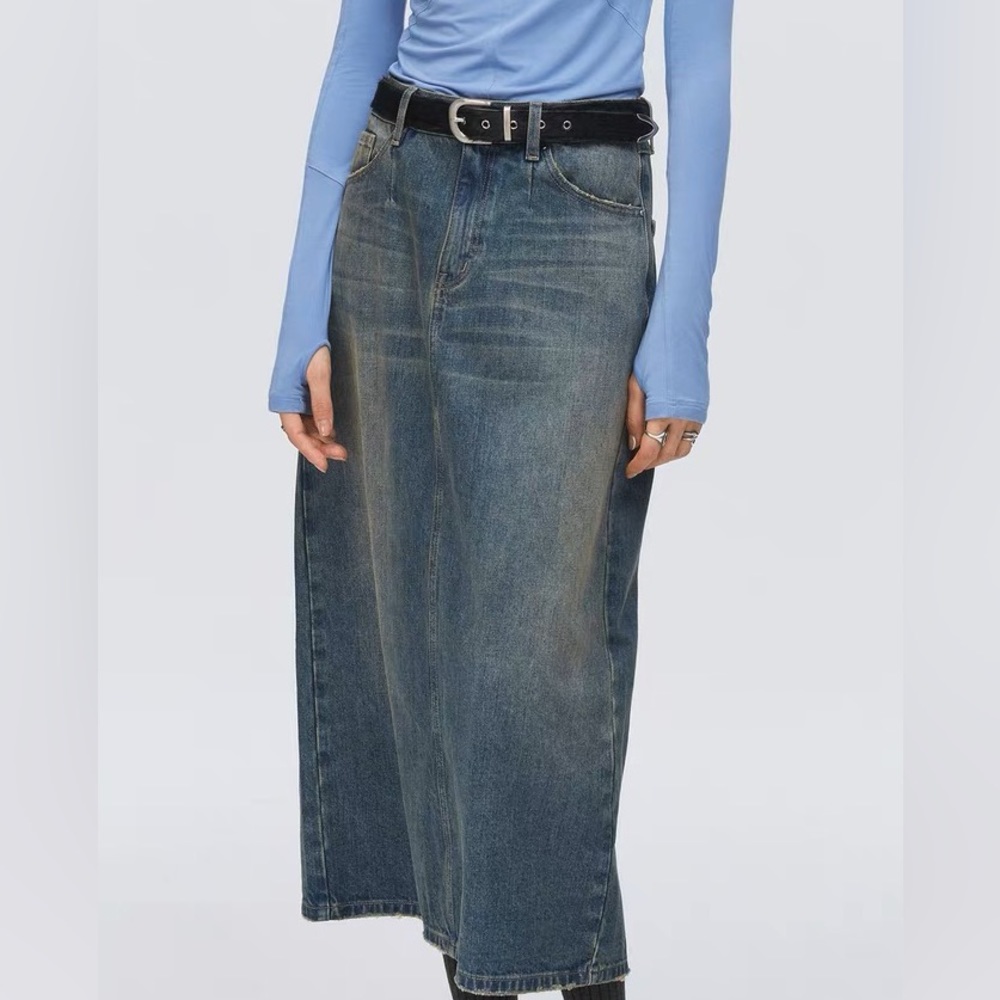 Denim long skirt